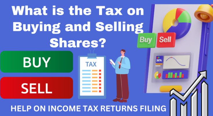 Tax calculation on stock market shares buying and selling